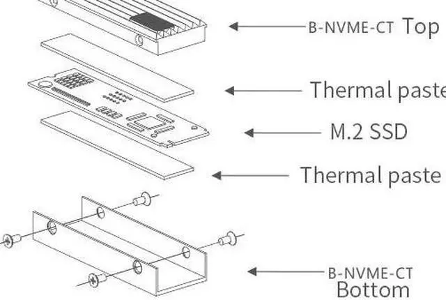 Alt view image 6 of 6 - Bykski M.2 SSD Aluminum Hard Disk Armor - Black (B-NVME-CT)