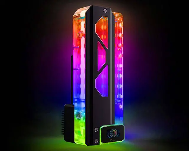 Alt view image 2 of 7 - Bykski DDC Pump / 220mm Reservoir Station w/ Temp Digital Display and 5v Addressable RGB (RBW) (CP-DDC-X-TK220-V2)