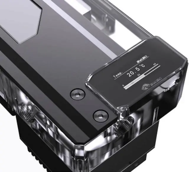 Alt view image 4 of 7 - Bykski DDC Pump / 220mm Reservoir Station w/ Temp Digital Display and 5v Addressable RGB (RBW) (CP-DDC-X-TK220-V2)