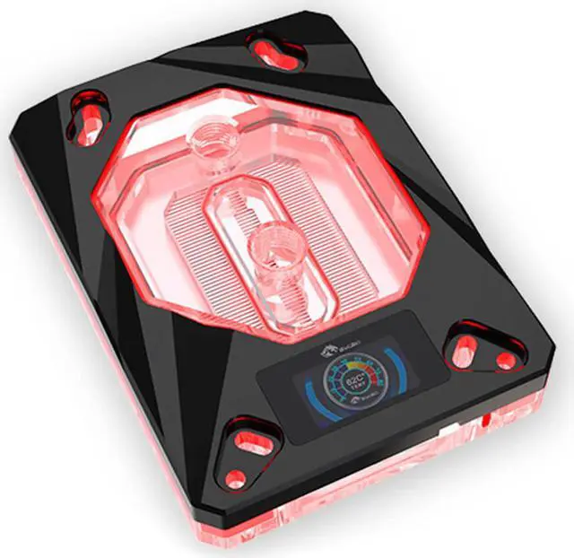 Alt view image 4 of 7 - Bykski CPU-RAY-ON-M CPU Water Cooling Block w/ Temp Digital Display - Black w/ 5v Addressable RGB (RBW)(AM3 / AM4 / AM5/ FM2+)