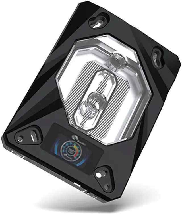 Alt view image 5 of 7 - Bykski CPU-RAY-ON-M CPU Water Cooling Block w/ Temp Digital Display - Black w/ 5v Addressable RGB (RBW)(AM3 / AM4 / AM5/ FM2+)