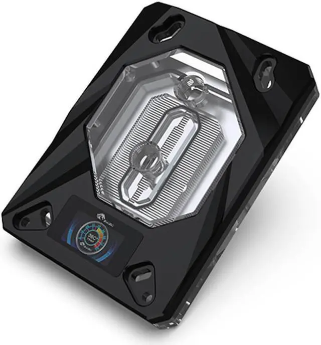 Alt view image 6 of 7 - Bykski CPU-RAY-ON-M CPU Water Cooling Block w/ Temp Digital Display - Black w/ 5v Addressable RGB (RBW)(AM3 / AM4 / AM5/ FM2+)