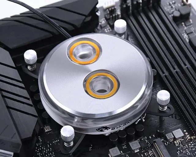 Alt view image 3 of 5 - Bykski CPU-XPR-CD Intel CPU Water Cooling Block - Silver w/ 5v Addressable RGB (RBW) (LGA 115x /1366/20xx)