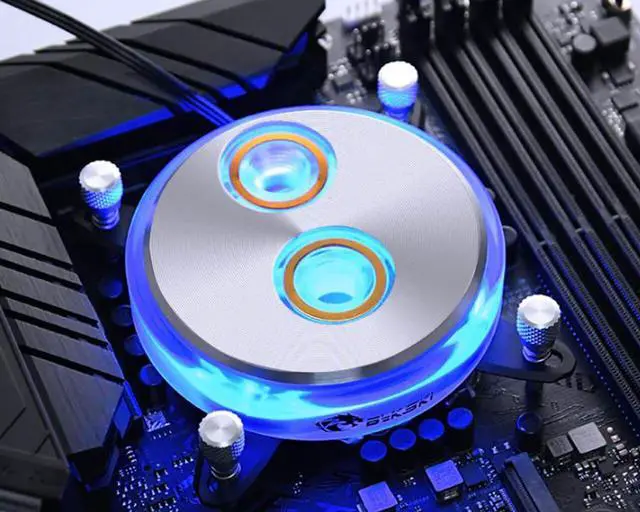 Alt view image 4 of 5 - Bykski CPU-XPR-CD Intel CPU Water Cooling Block - Silver w/ 5v Addressable RGB (RBW) (LGA 115x /1366/20xx)