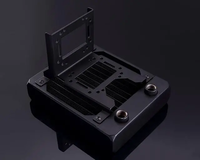 Alt view image 4 of 7 - Bykski 120mm Multi Function 90 Degree Shelf Style Water Cooling Bracket - Black (B-PMFS)