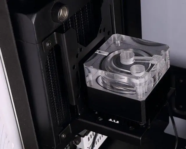 Alt view image 6 of 7 - Bykski 120mm Multi Function 90 Degree Shelf Style Water Cooling Bracket - Black (B-PMFS)