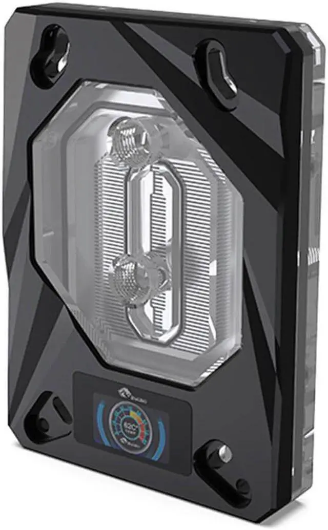 Alt view image 3 of 7 - Bykski CPU-RAY-ON-M CPU Water Cooling Block w/ Temp Digital Display - Black w/ 5v Addressable RGB (RBW)(AM3 / AM4 / AM5/ FM2+)