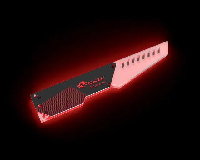 Alt view image 3 of 6 - Bykski Universal PMMA Decorative GPU Support Bracket w/ 5v Addressable RGB (RBW) - Black (B-GPU-VC-X-V2)