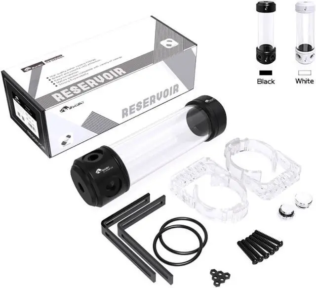 Alt view image 2 of 3 - Bykski 50mm Cylindrical Reservoir - White POM - 200mm Total Length (CT-POM-V2)