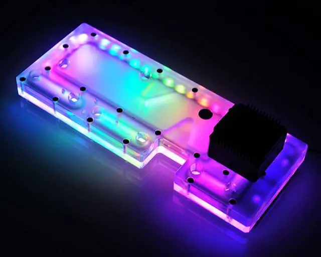 Alt view image 3 of 7 - Bykski Distro Plate For MasterCase H500P - PMMA w/ 5v Addressable RGB (RBW) (RGV-CM-H500P-P)