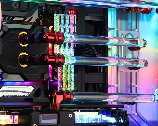 Alt view image 6 of 7 - Bykski Distro Plate For Asus Rog Strix Helios - PMMA w/ 5v Addressable RGB (RBW) ( RGV-AS-STRIXHS-P)
