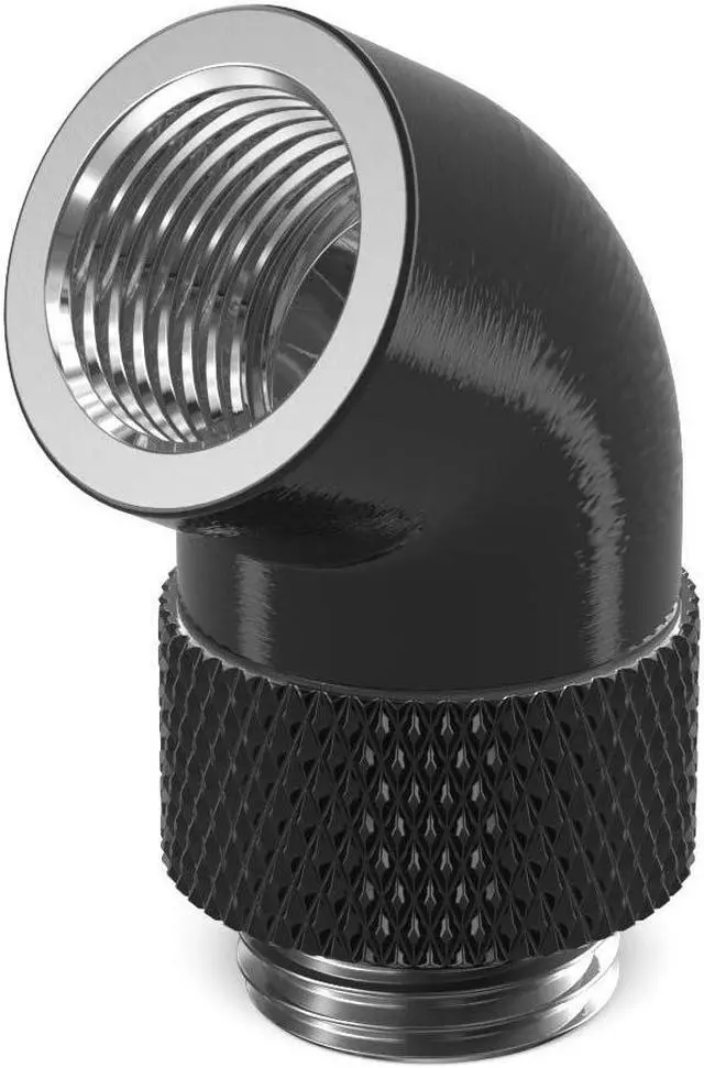 Main image of PrimoChill Male to Female G 1/4in. 60 Degree SX Rotary Elbow Fitting