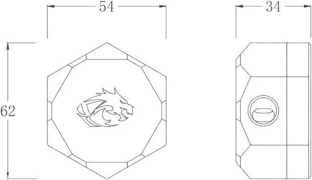 Alt view image 5 of 5 - Bykski 6-Sided Flow Indicator w/ 5v Addressable RGB (RBW) (B-FMpa-HC-V2-CL)