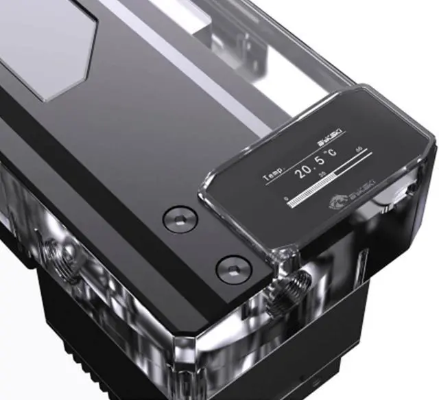 Alt view image 4 of 7 - Bykski DDC Pump / 180mm Reservoir Station w/ Temp Digital Display and 5v Addressable RGB (RBW) (CP-DDC-X-TK180-V2)