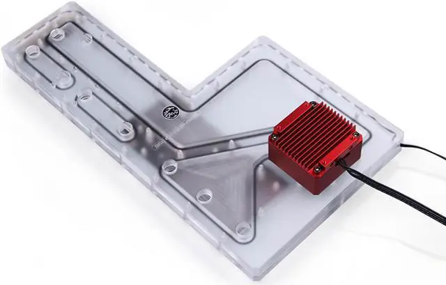 Main image of Bykski Distro Plate For Cooler Master Cosmos II - Frosted PMMA w/ 5v Addressable RGB (RBW) - Black Pump Included (RGV-CM-COS2-25TH-P-F)