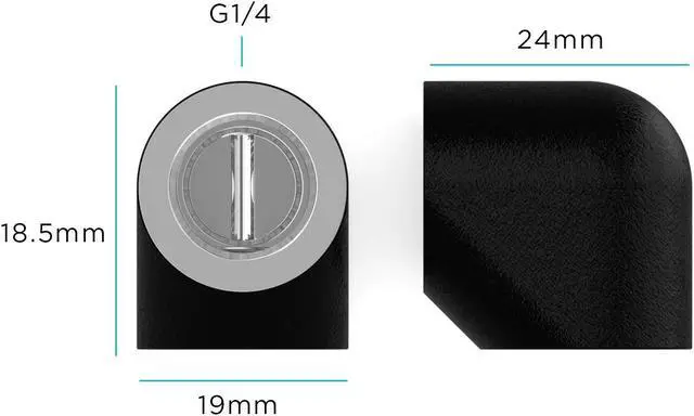 Alt view image 3 of 3 - PrimoChill Female to Female G 1/4in. 90 Degree SX Elbow Fitting