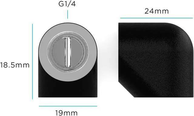Alt view image 2 of 2 - PrimoChill Female to Female G 1/4in. 90 Degree SX Elbow Fitting