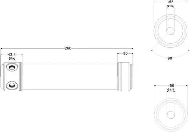 Alt view image 3 of 3 - Bykski 50mm Cylindrical Reservoir - Black POM - 260mm Total Length (CT-POM-V2)