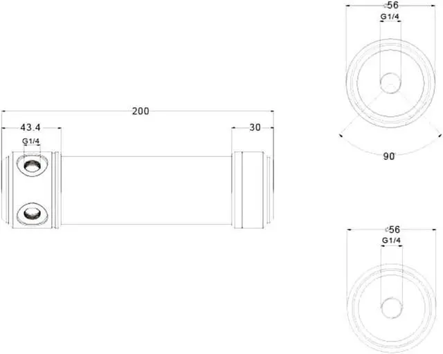 Alt view image 3 of 3 - Bykski 50mm Cylindrical Reservoir - Black POM - 200mm Total Length (CT-POM-V2)