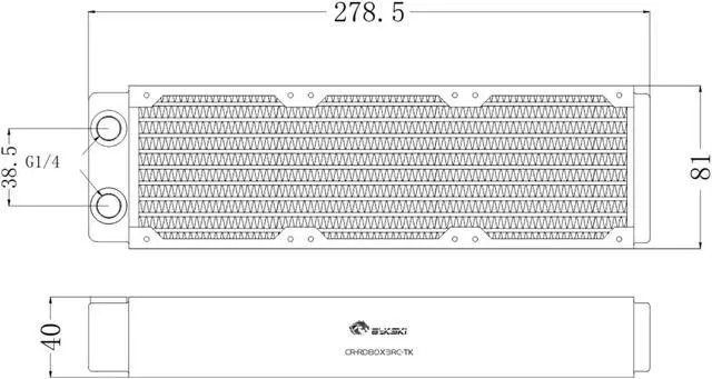 Alt view image 4 of 7 - Bykski 80mm x 30mm RC Series Radiator, 80mm x 3, Triple Fan(CR-RD80X3RC-TN)