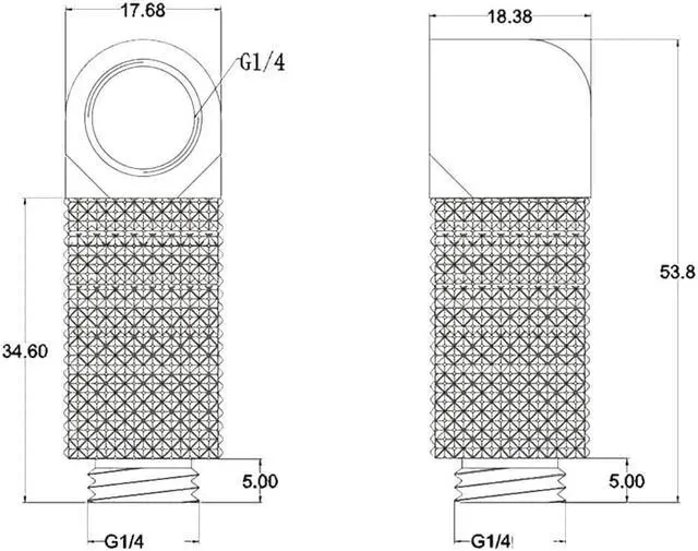 Alt view image 3 of 3 - Bykski G 1/4in. Male to Female 90 Degree Rotary 30mm Extension Elbow Fitting (B-RD90-EXJ30)