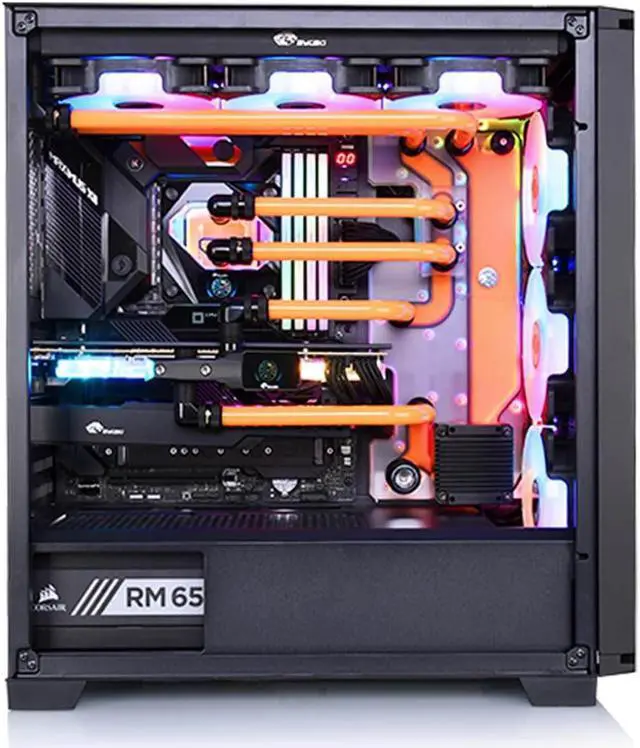 Alt view image 4 of 7 - Bykski Distro Plate For Cougar DarkBlader X5 - Frosted PMMA w/ 5v Addressable RGB (5v A-RGB LED) - Pump Included(RGV-CG-DB-X5-P-F-K)