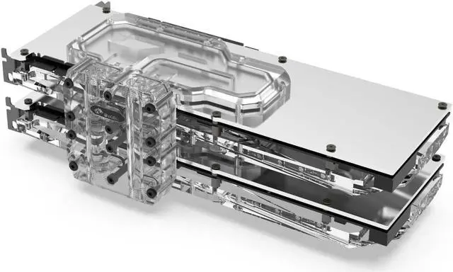 Alt view image 2 of 7 - Bykski Dual GPU 40mm SLI/CF Connection Bridge Block for TC Blocks - (B-L2-2WAY-TC)