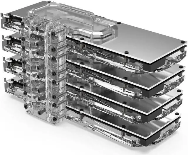 Alt view image 2 of 7 - Bykski Quad GPU 40mm SLI/CF Connection Bridge Block for TC Blocks - (B-L3-4WAY-TC)