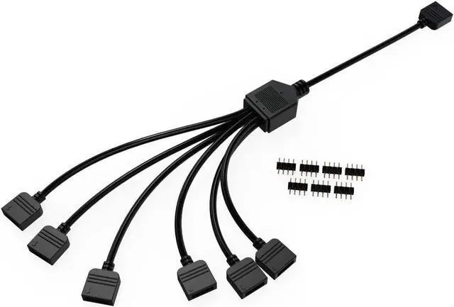 Alt view image 4 of 7 - Bykski 5v / 12v Motherboard A-RGB / RGB Header 1x 6 Expansion Cable (B-1P6L-X)