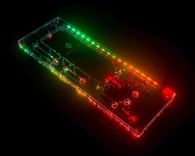 Alt view image 3 of 7 - Bykski Distro Plate for ASUS TUF Gaming GT502 - PMMA w/ 5v Addressable RGB (RBW) (RGV-AS-GT502-P)
