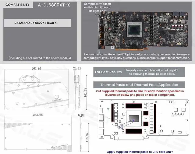 Alt view image 7 of 7 - Bykski Full Coverage GPU Water Block and Backplate for DATALAND RX 6800 XT 16GB X-Serial (A-DL6800XT-X)