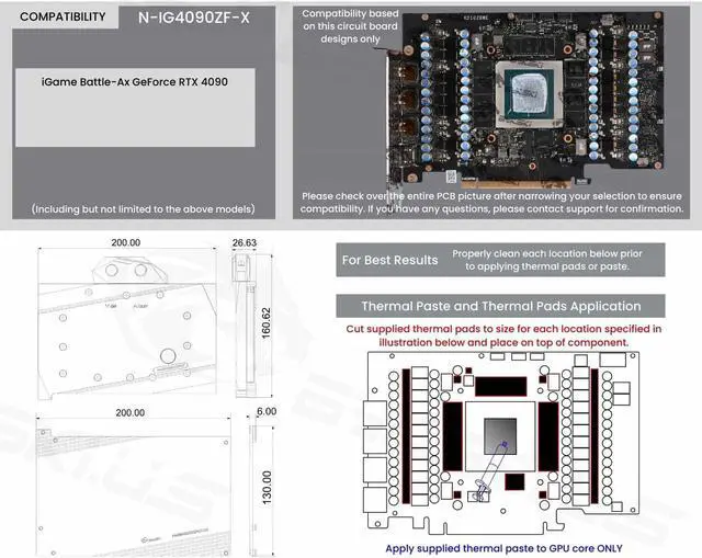 Alt view image 7 of 7 - Bykski Full Coverage GPU Water Block and Backplate for Colorful iGame Battle-Ax GeForce RTX 4090 Deluxe Edition (N-IG4090ZF-X)