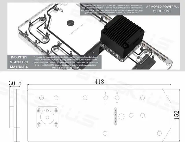 Alt view image 5 of 7 - Bykski Distro Plate for COUGAR CRATUS PMMA w/ 5v Addressable RGB(RBW) (RGV-CG-CRATUS-P-K)