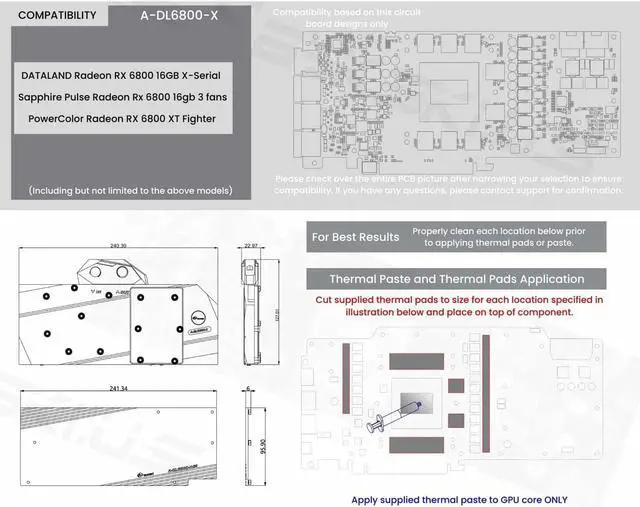 Alt view image 7 of 7 - Bykski Full Coverage GPU Water Block and Backplate for POWER COLOR Radeon RX 6800 XT Fighter (A-DL6800-X)