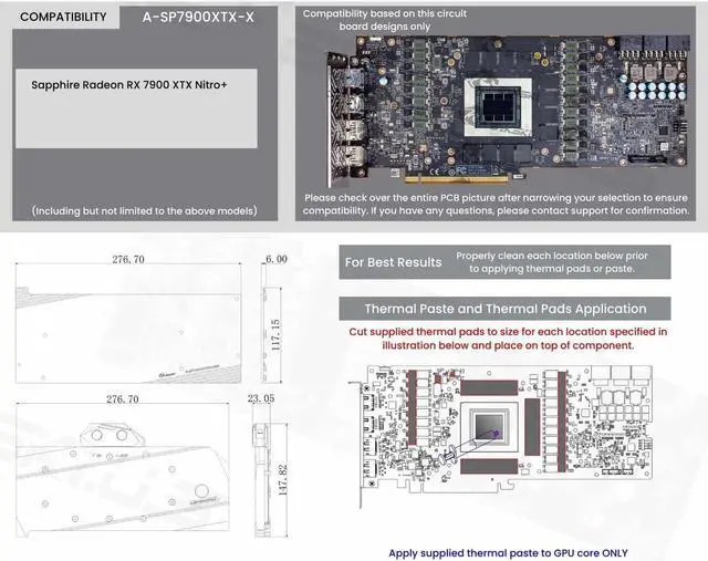 Alt view image 7 of 7 - Bykski Full Coverage GPU Water Block and Backplate for Sapphire Radeon RX 7900 XTX Nitro+ (A-SP7900XTX-X)