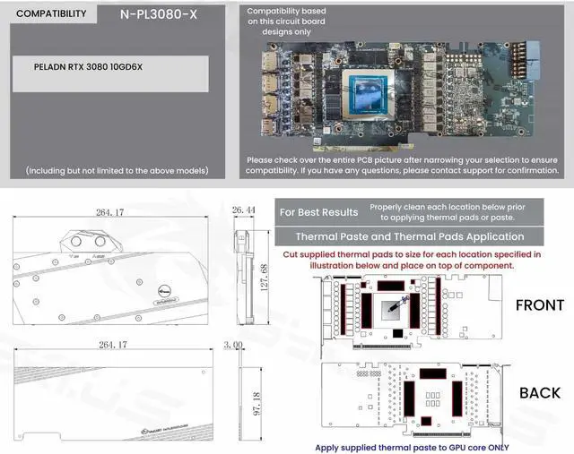 Alt view image 7 of 7 - Bykski Full Coverage GPU Water Block and Backplate for PELADN RTX 3080 10GD6X (N-PL3080-X)