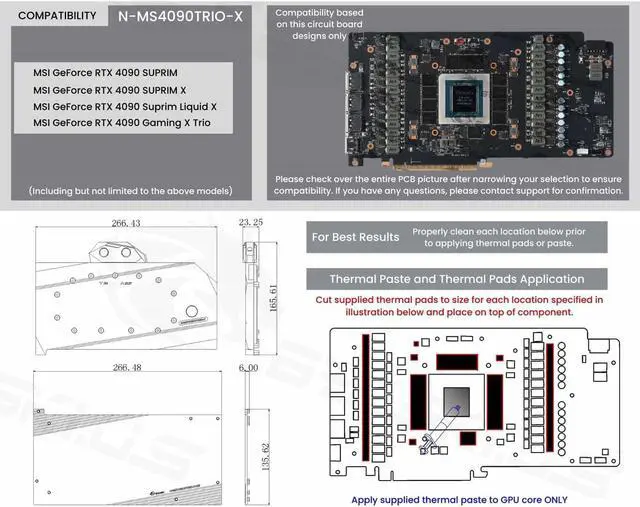 Alt view image 7 of 7 - Bykski Full Coverage GPU Water Block and Backplate for MSI GeForce RTX 4090 Gaming X Trio (N-MS4090TRIO-X)