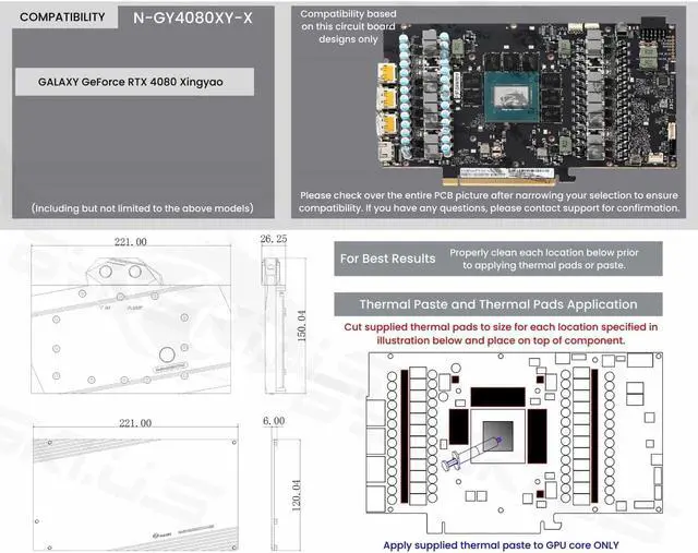 Alt view image 7 of 7 - Bykski Full Coverage GPU Water Block and Backplate for GALAXY GeForce RTX 4080 Xingyao (N-GY4080XY-X)