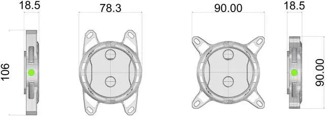 Alt view image 7 of 7 - Granzon GAM0.1 CPU Water Cooling Block (POM) (for AMD Ryzen 3/5/7/9, AM4/AM3+/AM3) - Black