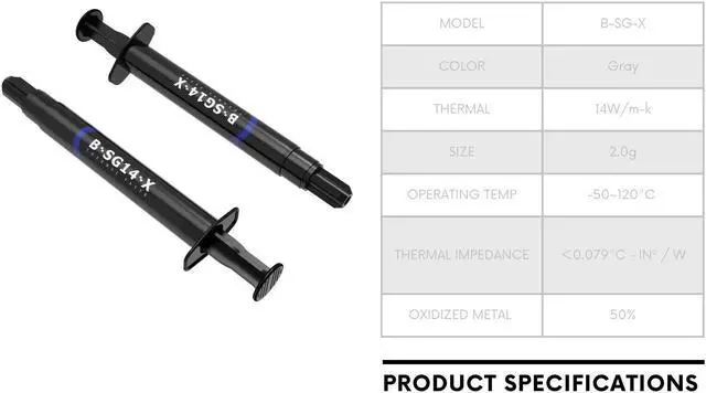 Alt view image 3 of 3 - Bykski B-SG14-X High Performance Thermal Grease 2.0 g Thermal Conductivity 14.0 w/m-k (B-SG14-X)