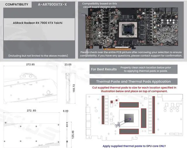 Alt view image 7 of 7 - Bykski Full Coverage GPU Water Block and Backplate For ASRock Radeon RX 7900 XTX Taichi (A-AR7900XTX-X)