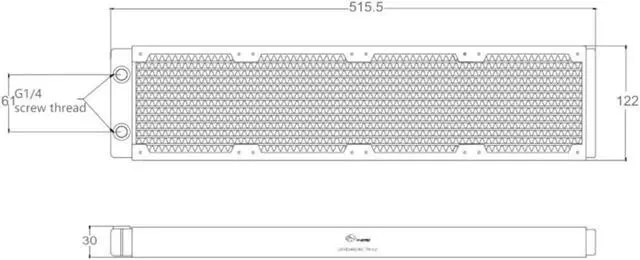 Alt view image 7 of 7 - Bykski 480mm x 30mm RC Series Radiator, 120mm x 4,  Quad Fan (CR-RD480RC-TN-V2)