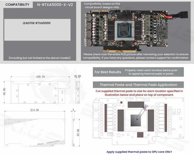 Alt view image 6 of 7 - Bykski Metal/POM GPU Water Block and Backplate for LEADTEK RTXA5000 (N-RTXA5000-X-V2)