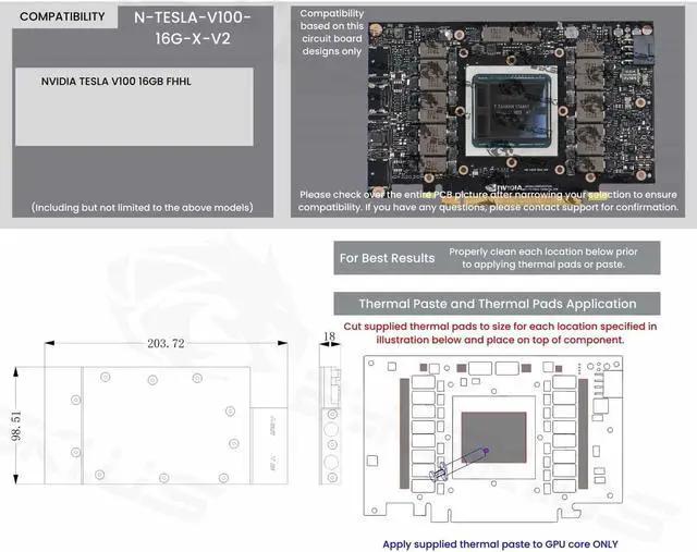 Alt view image 6 of 7 - Bykski Metal/POM GPU Water Block For NVIDIA TESLA V100 16GB FHHL (N-TESLA-V100-16G-X-V2)