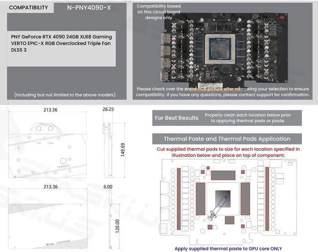 Alt view image 7 of 7 - Bykski Full Coverage GPU Water Block and Backplate For PNY GeForce RTX 4090 24GB XLR8 Gaming VERTO EPIC-X RGB OC (N-PNY4090-X)