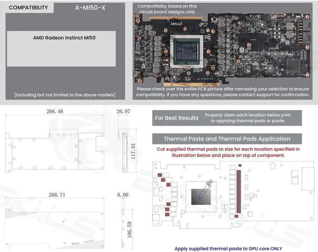 Alt view image 6 of 7 - Bykski Metal/POM GPU Water Block and Backplate For AMD Radeon Instinct MI50 (A-MI50-X)