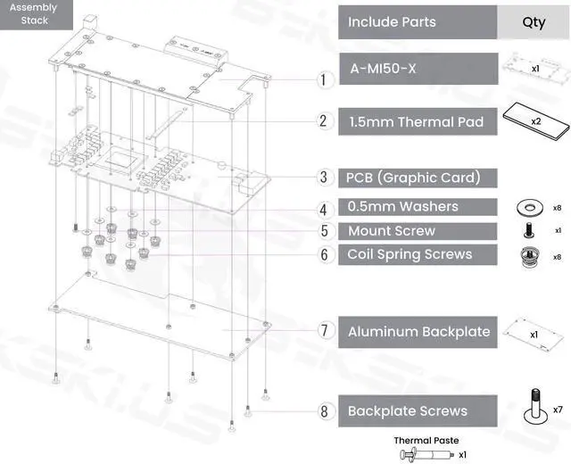 Alt view image 7 of 7 - Bykski Metal/POM GPU Water Block and Backplate For AMD Radeon Instinct MI50 (A-MI50-X)