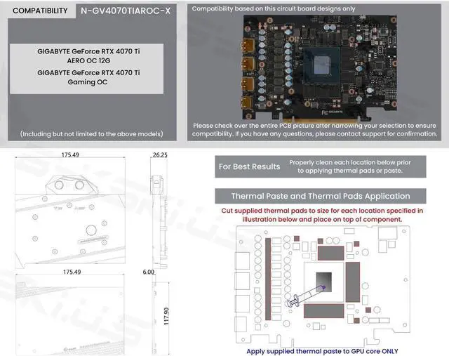 Alt view image 7 of 7 - Bykski Full Coverage GPU Water Block and Backplate For GIGABYTE GeForce RTX 4070 Ti AERO/Gaming OC  (N-GV4070TIAROC-X)