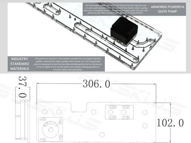 Alt view image 7 of 7 - Bykski Distro Plate For Antec DF600 / DP502 - Frosted PMMA w/ 5v Addressable RGB (5v A-RGB LED) (RGV-ANTEC-DF600-P-F-K)