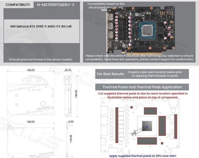 Alt view image 7 of 7 - Bykski Full Coverage GPU Water Block and Backplate For MSI GeForce RTX 3060 Ti AERO ITX 8G LHR (N-MS3060TIAERO-X)
